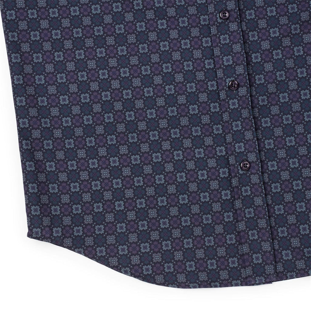 RSVLTS Midnight Mosaic KUNUFLEX Short Sleeve Shirt in Blue — detail 7