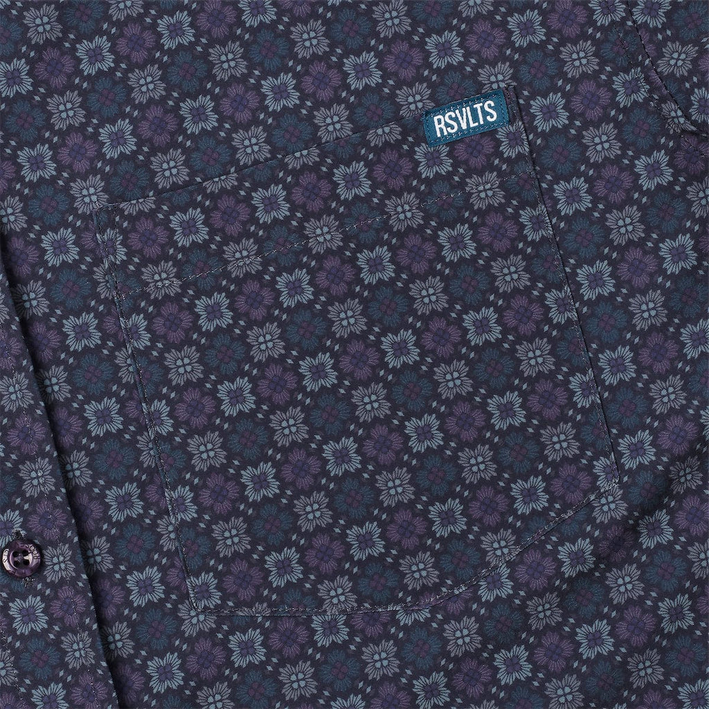 RSVLTS Midnight Mosaic KUNUFLEX Short Sleeve Shirt in Blue — detail 4