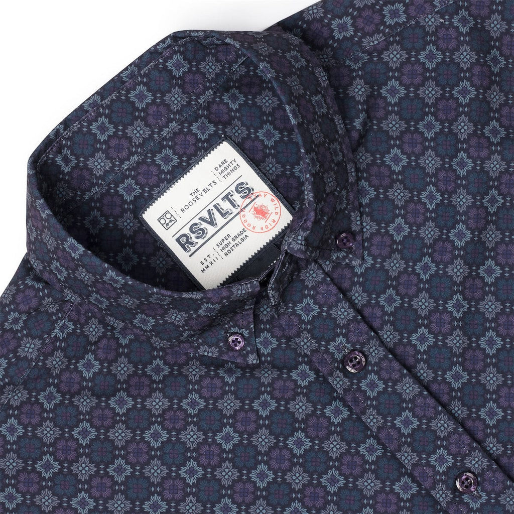 RSVLTS Midnight Mosaic KUNUFLEX Short Sleeve Shirt in Blue — detail 6