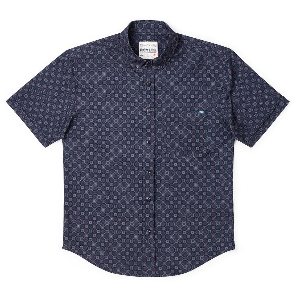 RSVLTS Midnight Mosaic KUNUFLEX Short Sleeve Shirt in Blue — detail 5