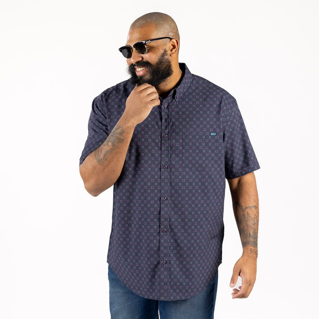 RSVLTS Midnight Mosaic KUNUFLEX Short Sleeve Shirt in Blue — detail 3