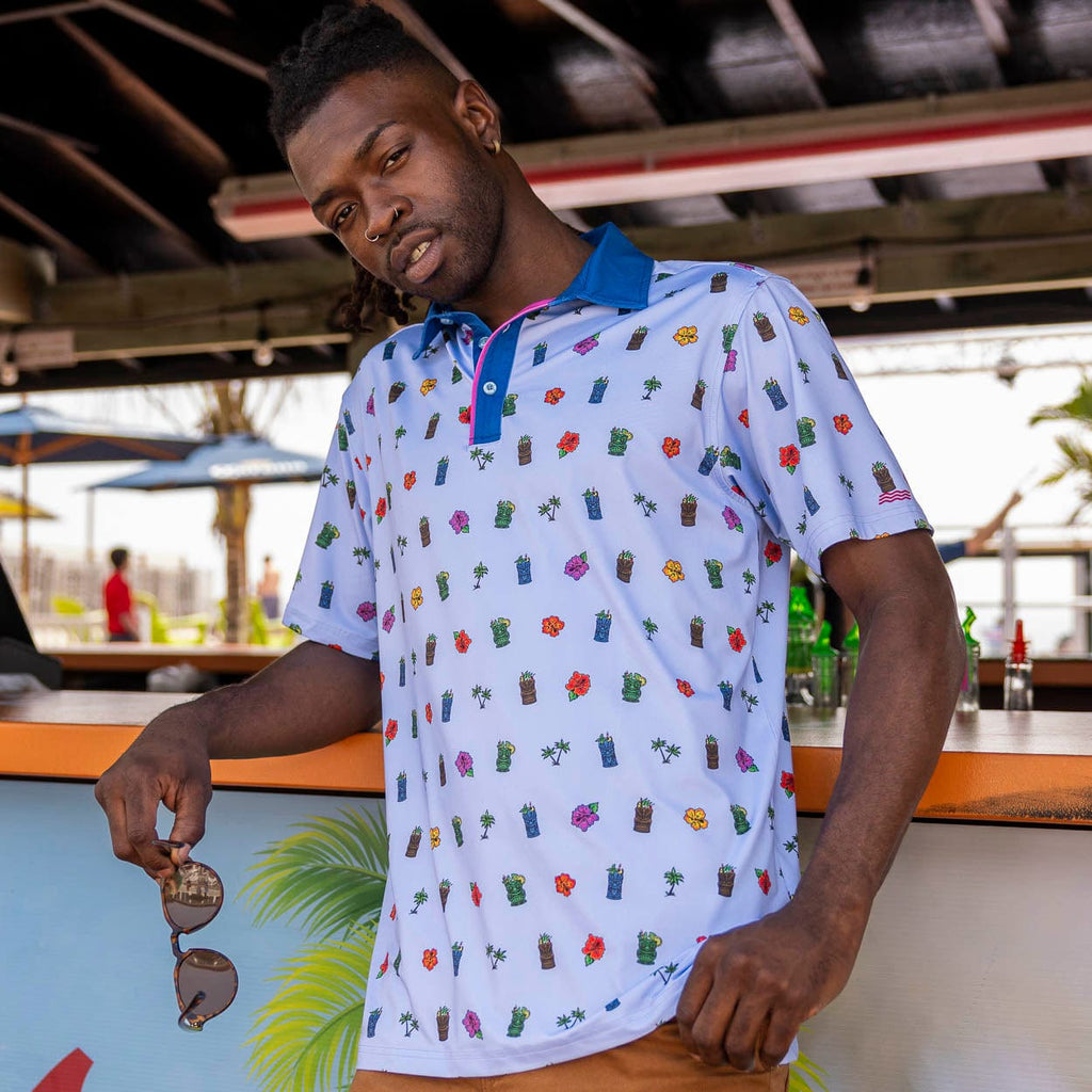 RSVLTS It's 5-Under Par Somewhere All-Day Polo in Blue — detail 4