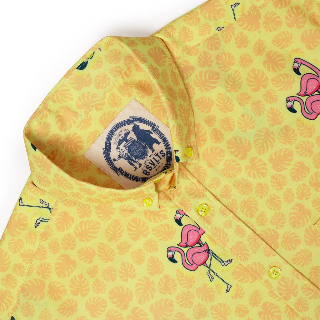 RSVLTS Bird’s the Word KUNUFLEX Short Sleeve Shirt in Yellow — detail 4