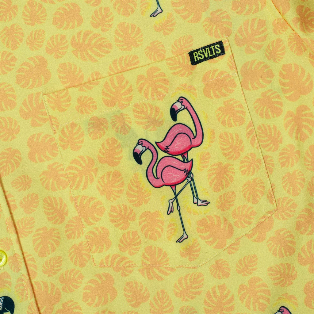 RSVLTS Bird’s the Word KUNUFLEX Short Sleeve Shirt in Yellow — detail 2