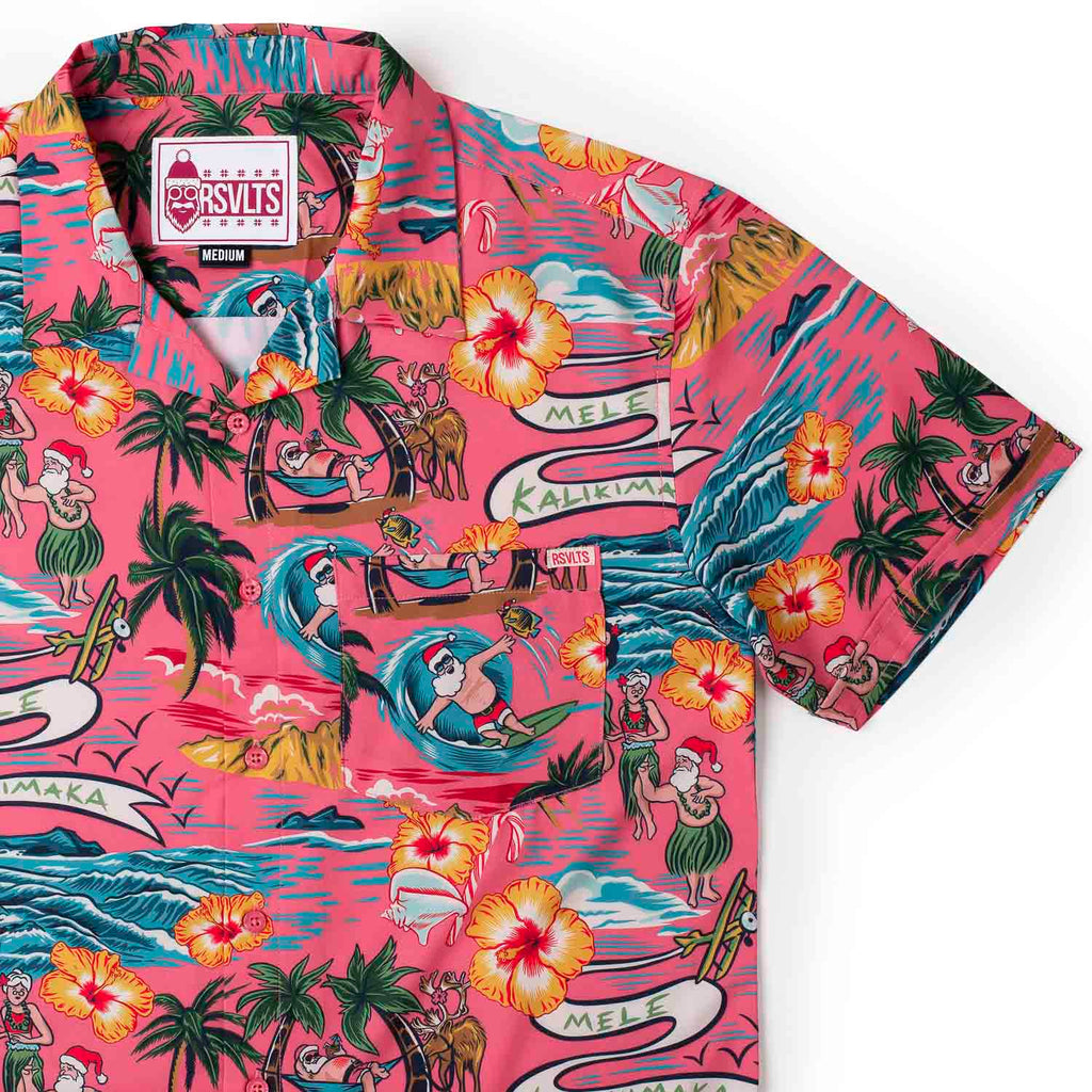 RSVLTS Chill Santa KUNUFLEX Short Sleeve Shirt in Red — front view