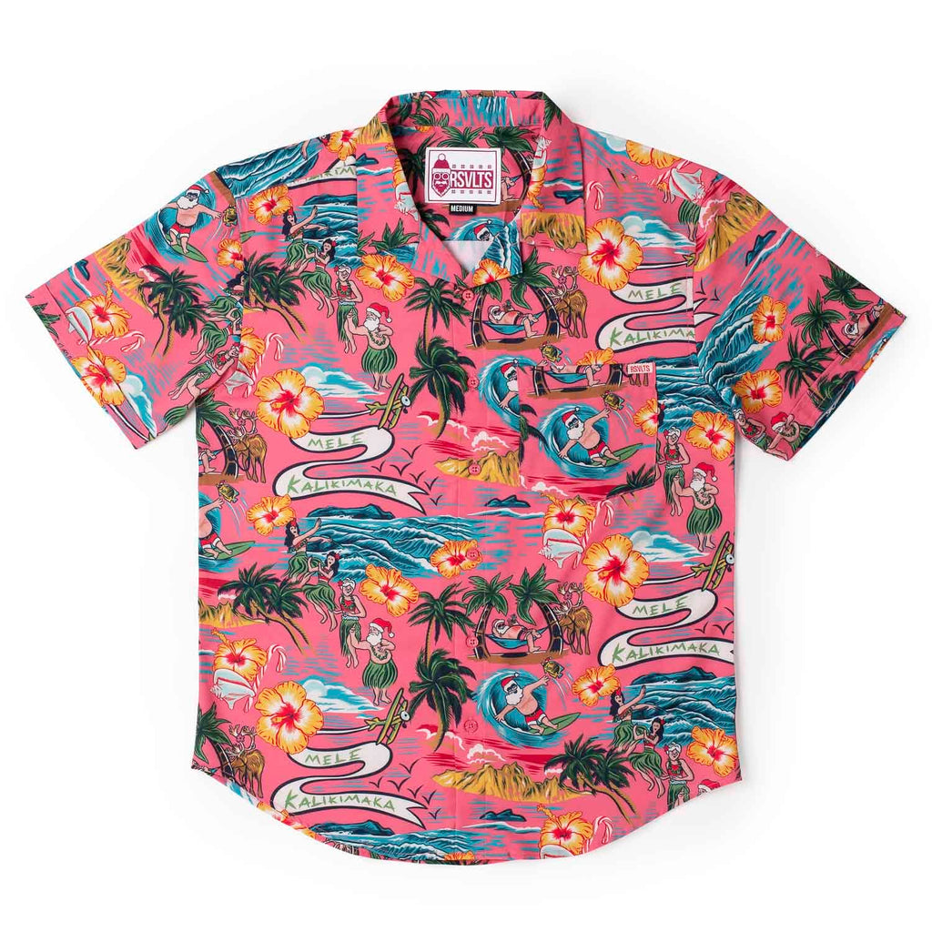 RSVLTS Chill Santa KUNUFLEX Short Sleeve Shirt in Red — detail 2