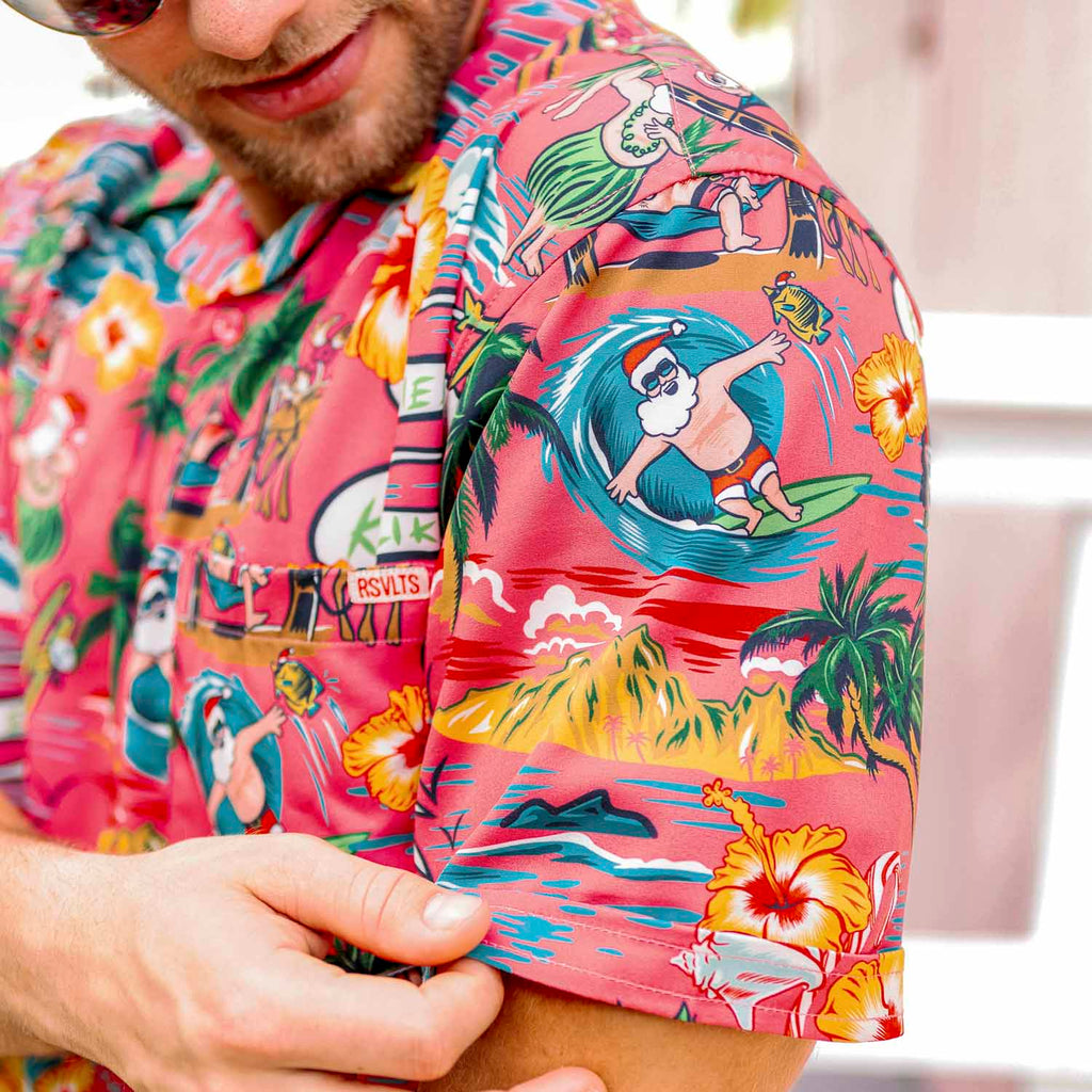 RSVLTS Chill Santa KUNUFLEX Short Sleeve Shirt in Red — detail 8