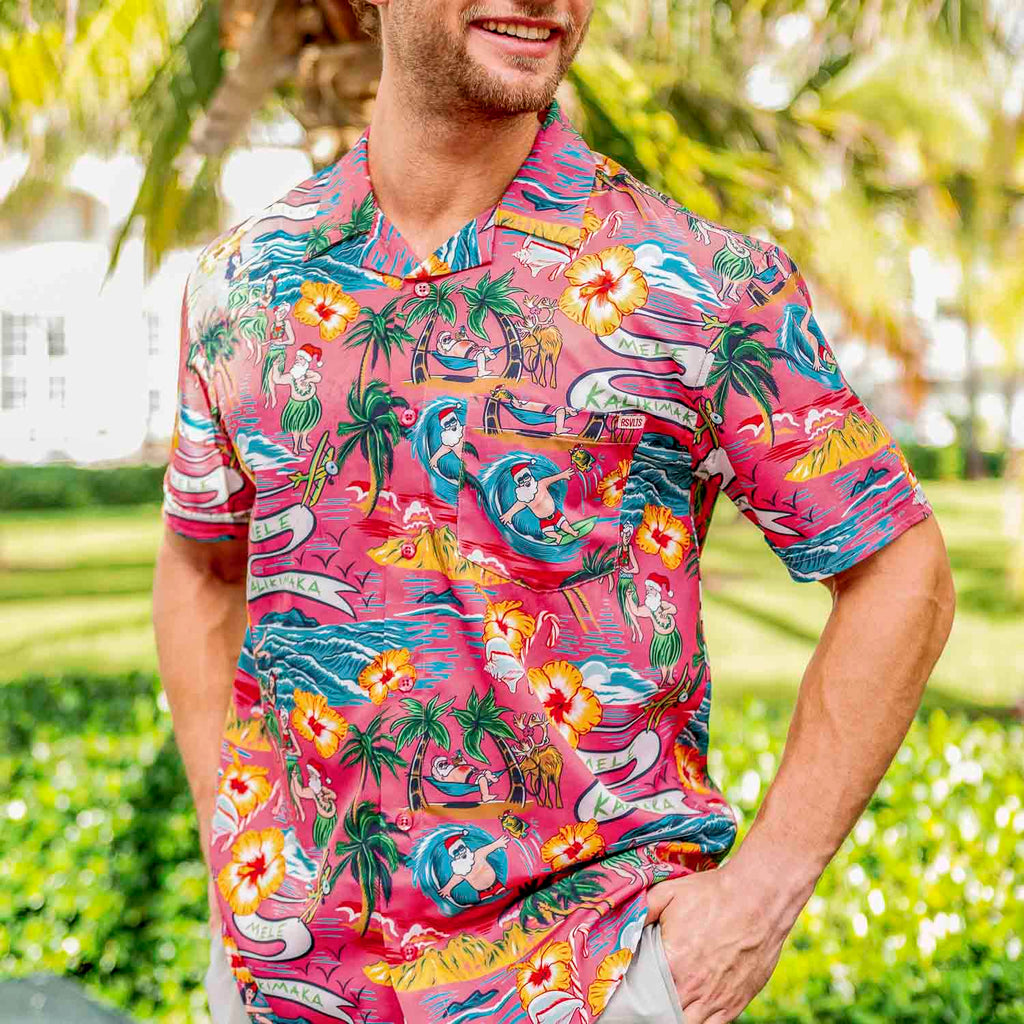 RSVLTS Chill Santa KUNUFLEX Short Sleeve Shirt in Red — detail 3