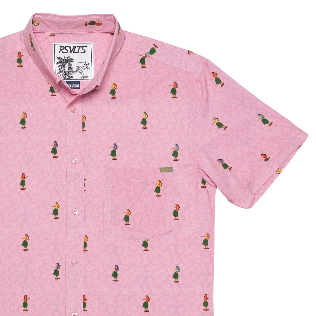 RSVLTS Dashboard Dancin’ KUNUFLEX Short Sleeve Shirt in Red — front view