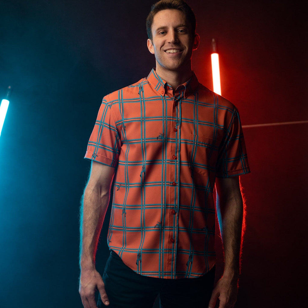 RSVLTS Aplaidnaphobia KUNUFLEX Short Sleeve Shirt in Red — detail 6
