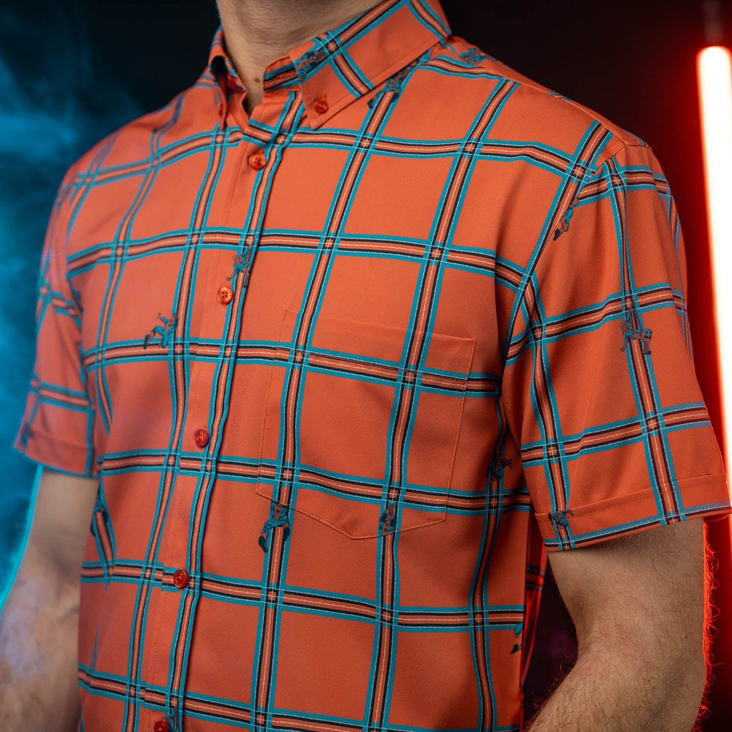 RSVLTS Aplaidnaphobia KUNUFLEX Short Sleeve Shirt in Red — detail 3