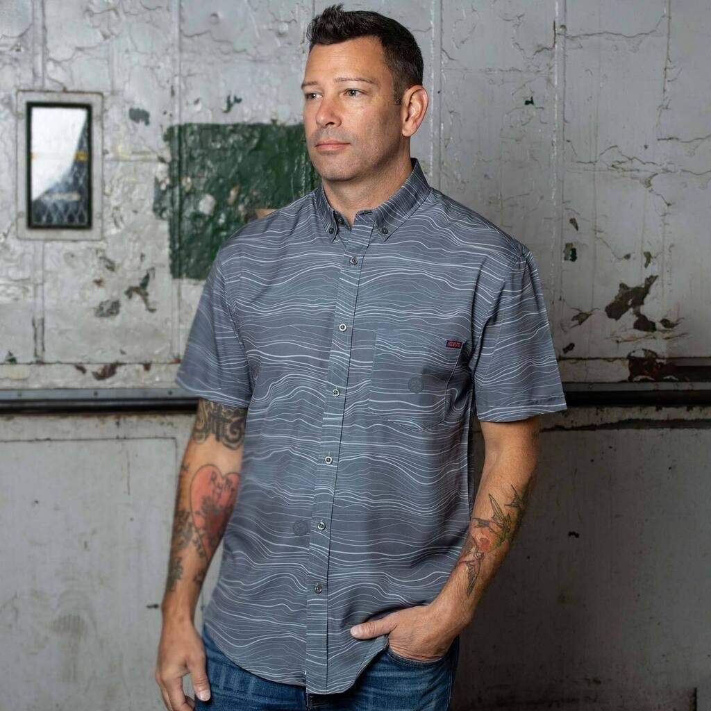 RSVLTS Beskar Steel KUNUFLEX Short Sleeve Shirt in Gray — detail 8