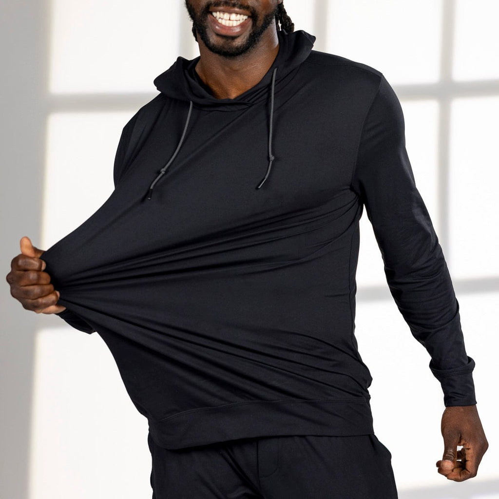 RSVLTS Galaxy Black Performance Hoodie in Black — front view