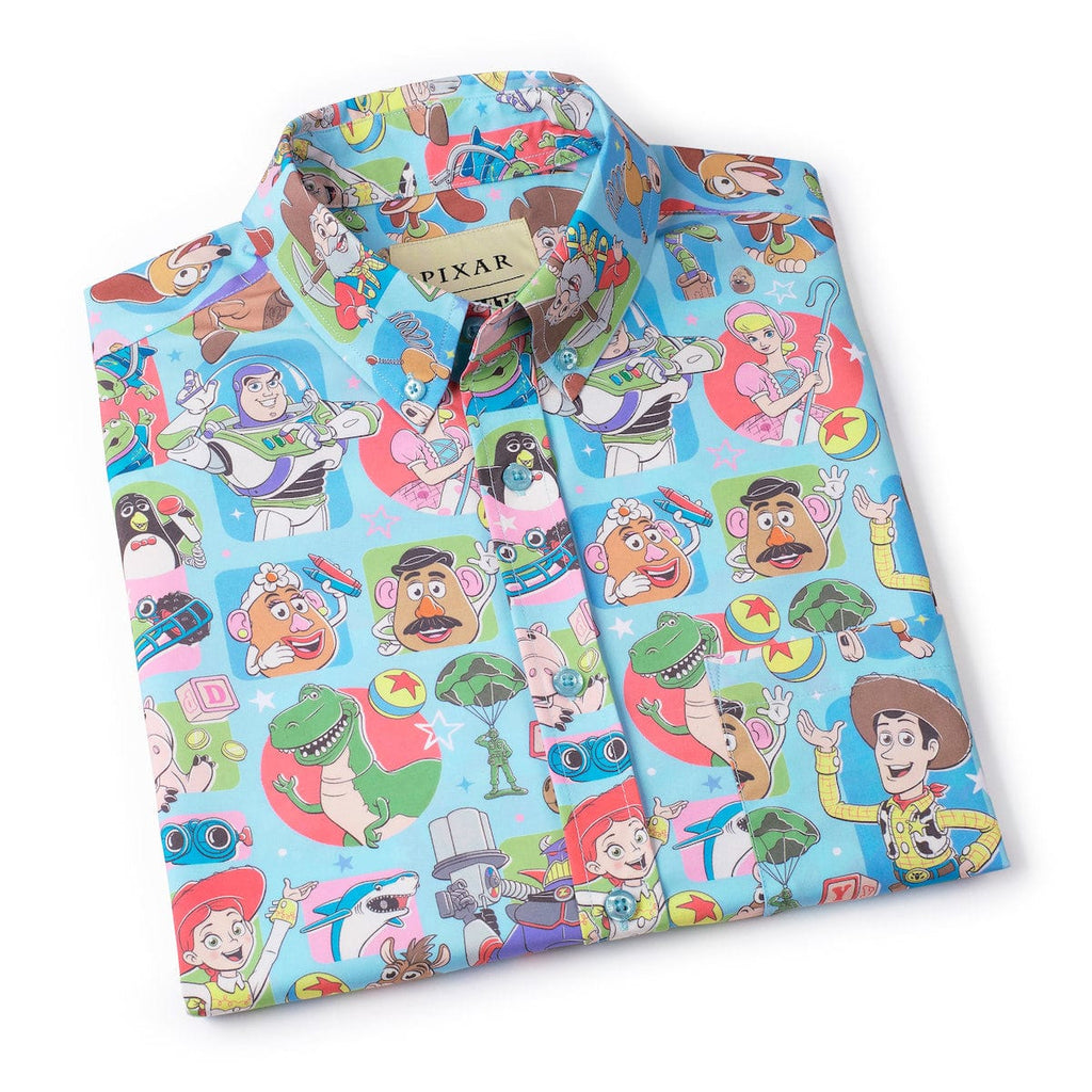 RSVLTS Toying Around KUNUFLEX Short Sleeve Shirt in Blue — detail 11