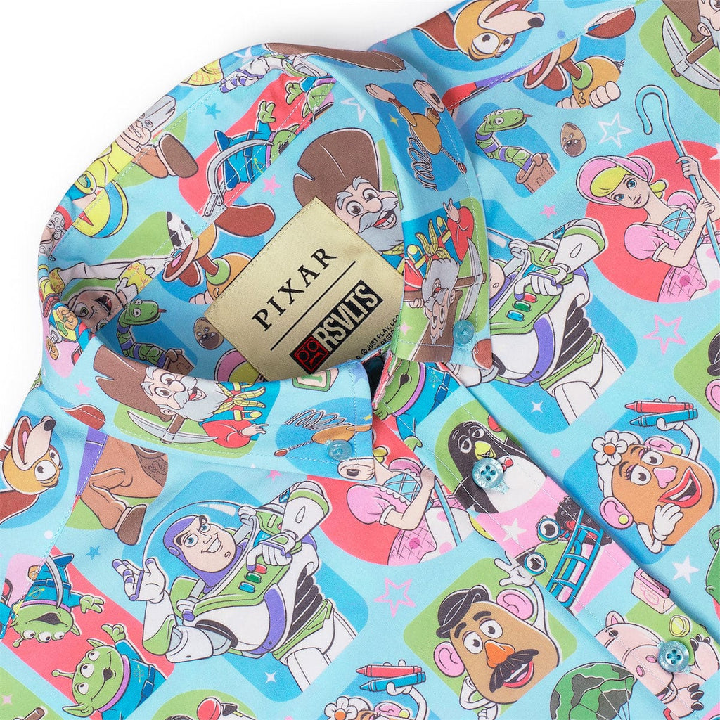 RSVLTS Toying Around KUNUFLEX Short Sleeve Shirt in Blue — detail 10