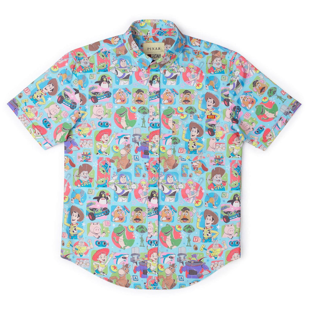 RSVLTS Toying Around KUNUFLEX Short Sleeve Shirt in Blue — detail 8