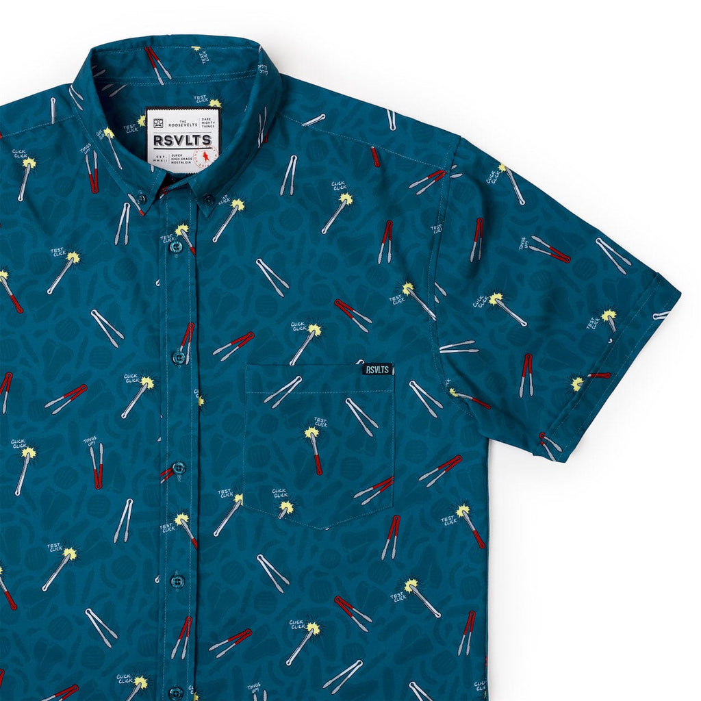 RSVLTS Let Me See That Tong KUNUFLEX Short Sleeve Shirt in Blue — detail 5