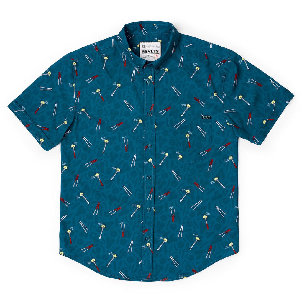 RSVLTS Let Me See That Tong KUNUFLEX Short Sleeve Shirt in Blue — detail 7