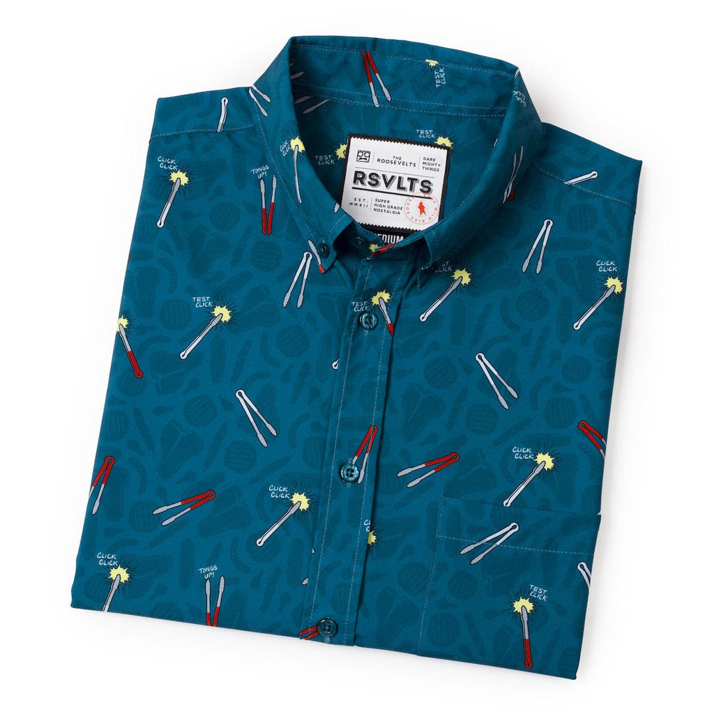 RSVLTS Let Me See That Tong KUNUFLEX Short Sleeve Shirt in Blue — detail 11