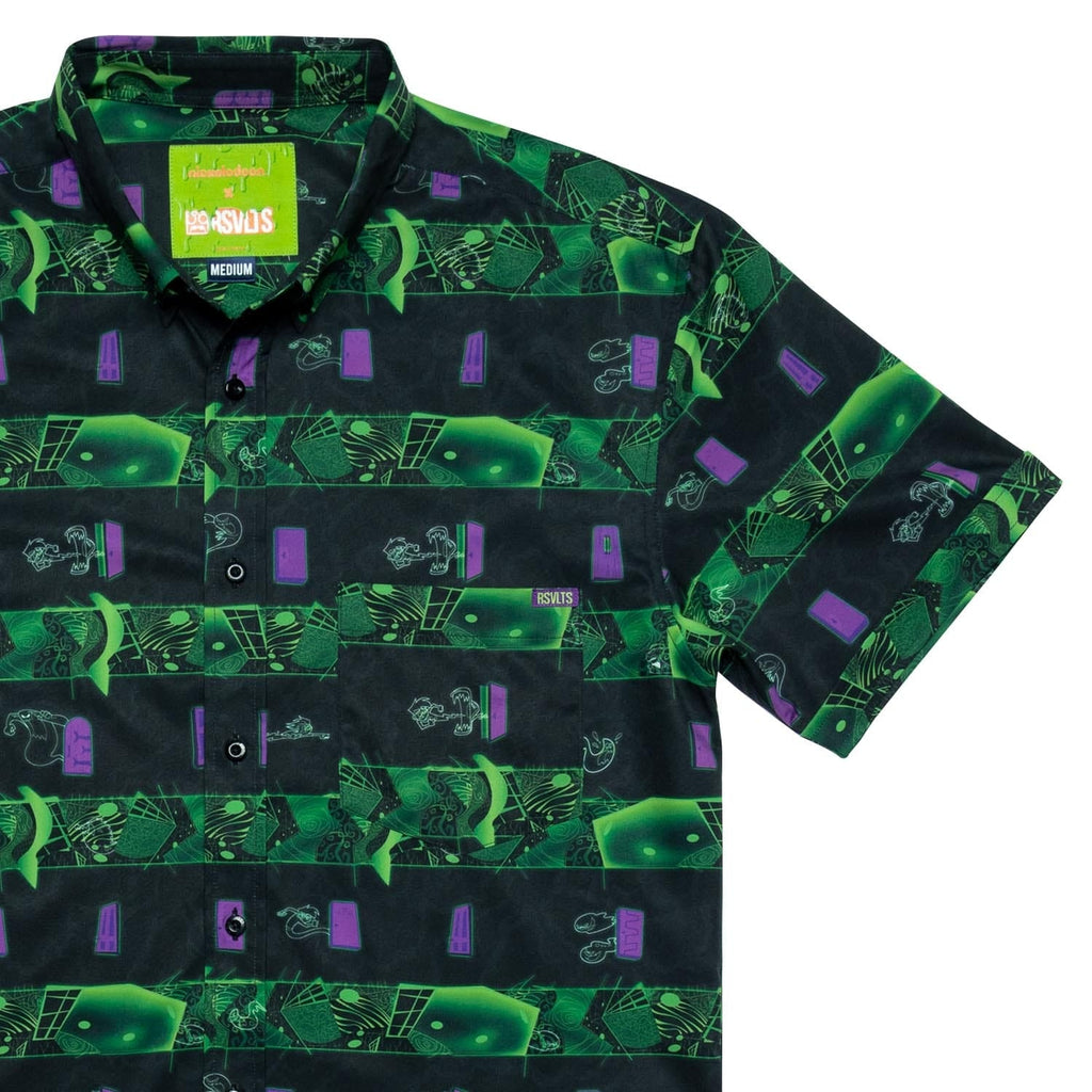 RSVLTS The Ghost Zone KUNUFLEX Short Sleeve Shirt in Black — front view