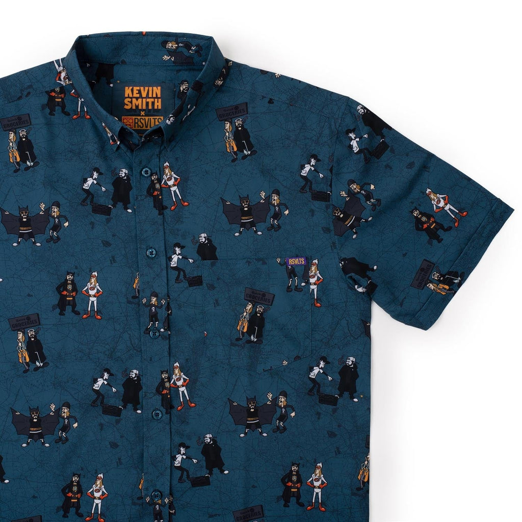 RSVLTS Snootchie Bootchies KUNUFLEX Short Sleeve Shirt in Blue — front view