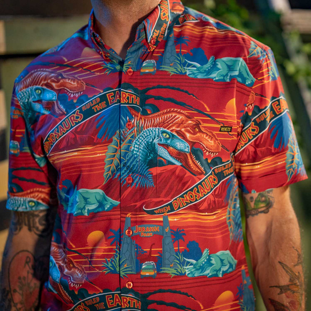 RSVLTS Don’t Move KUNUFLEX Short Sleeve Shirt in Red — detail 2
