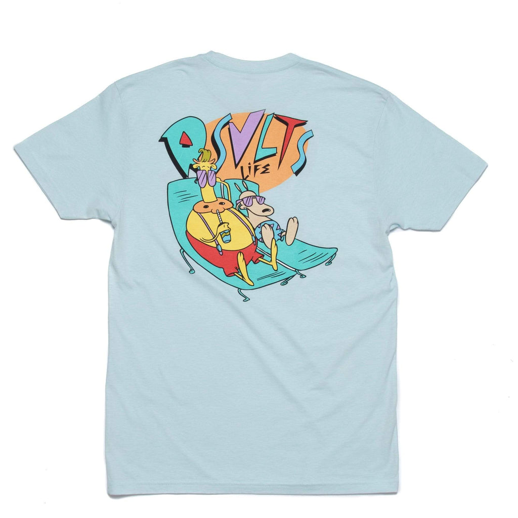 RSVLTS Leisure Life Crewneck Tee in Blue — front view