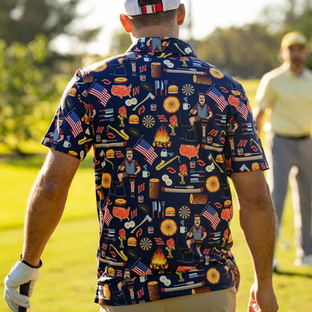 RSVLTS Ron Swanson's Polo of Greatness All-Day Polo in Blue — detail 12