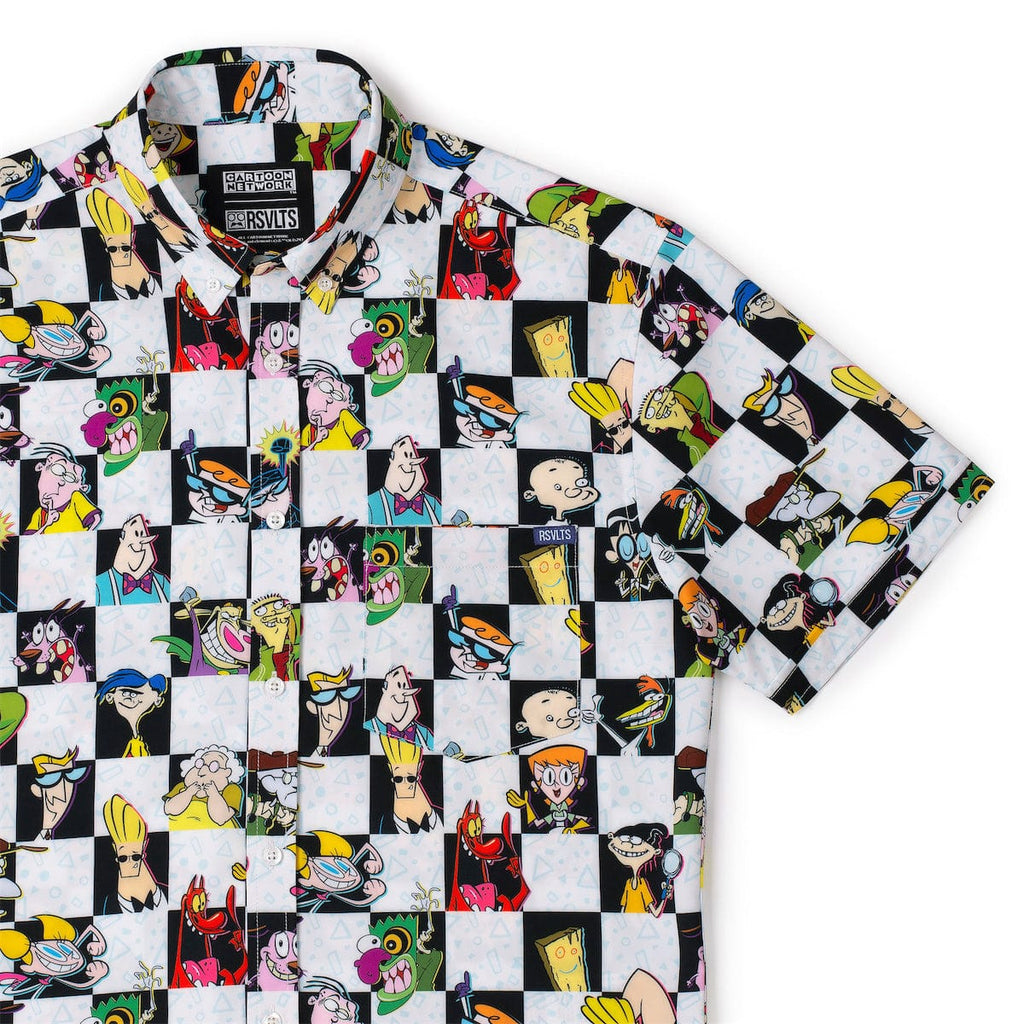 RSVLTS Cartoon Cartoons! KUNUFLEX Short Sleeve Shirt in Black — front view