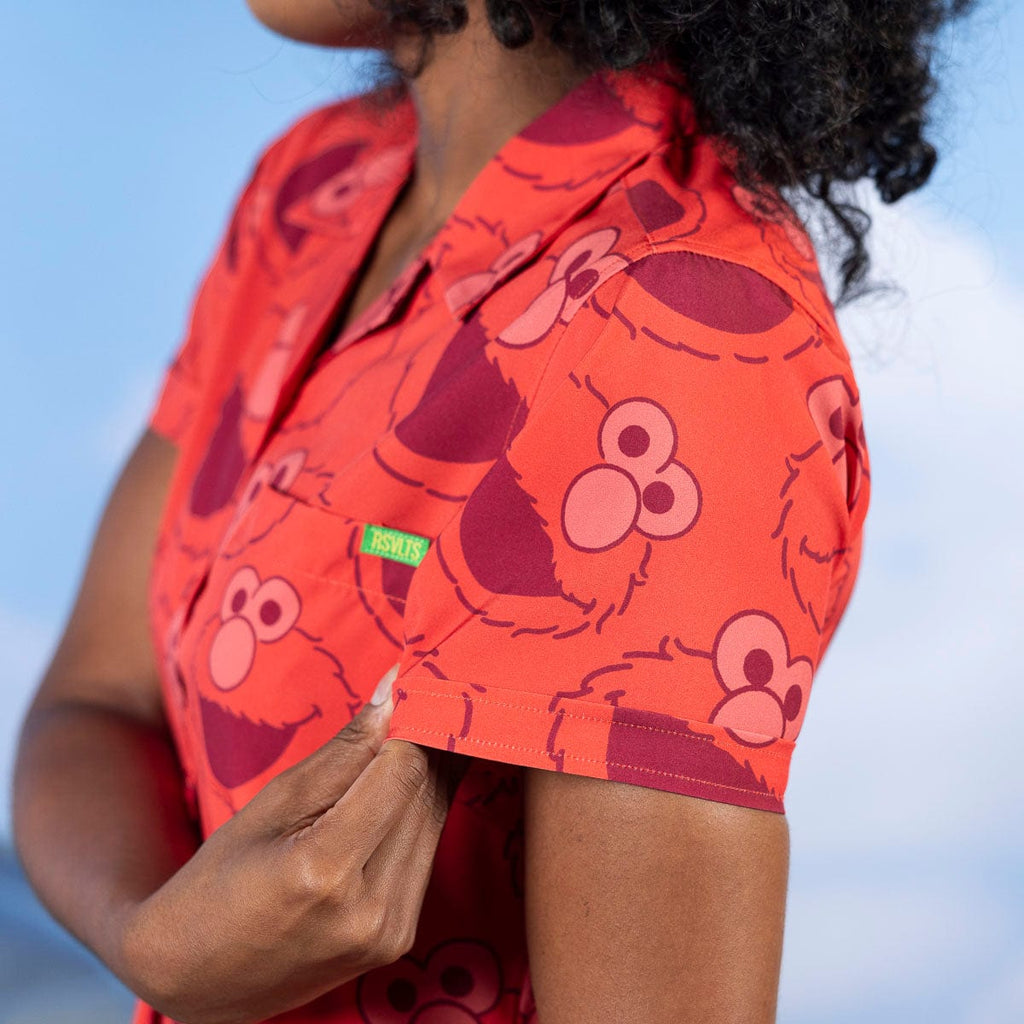 RSVLTS Elmo Everywhere Women's KUNUFLEX Short Sleeve Shirt in Red — detail 6