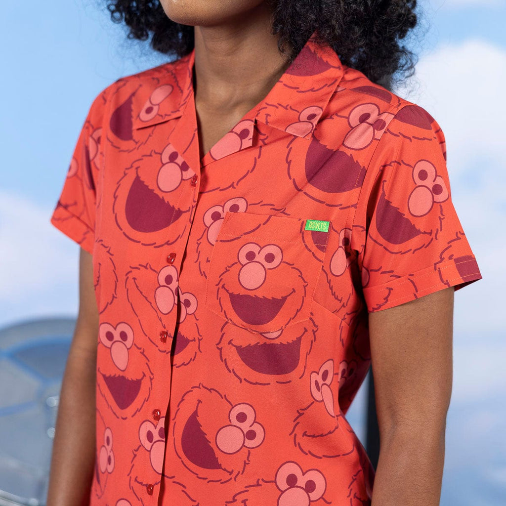 RSVLTS Elmo Everywhere Women's KUNUFLEX Short Sleeve Shirt in Red — detail 4