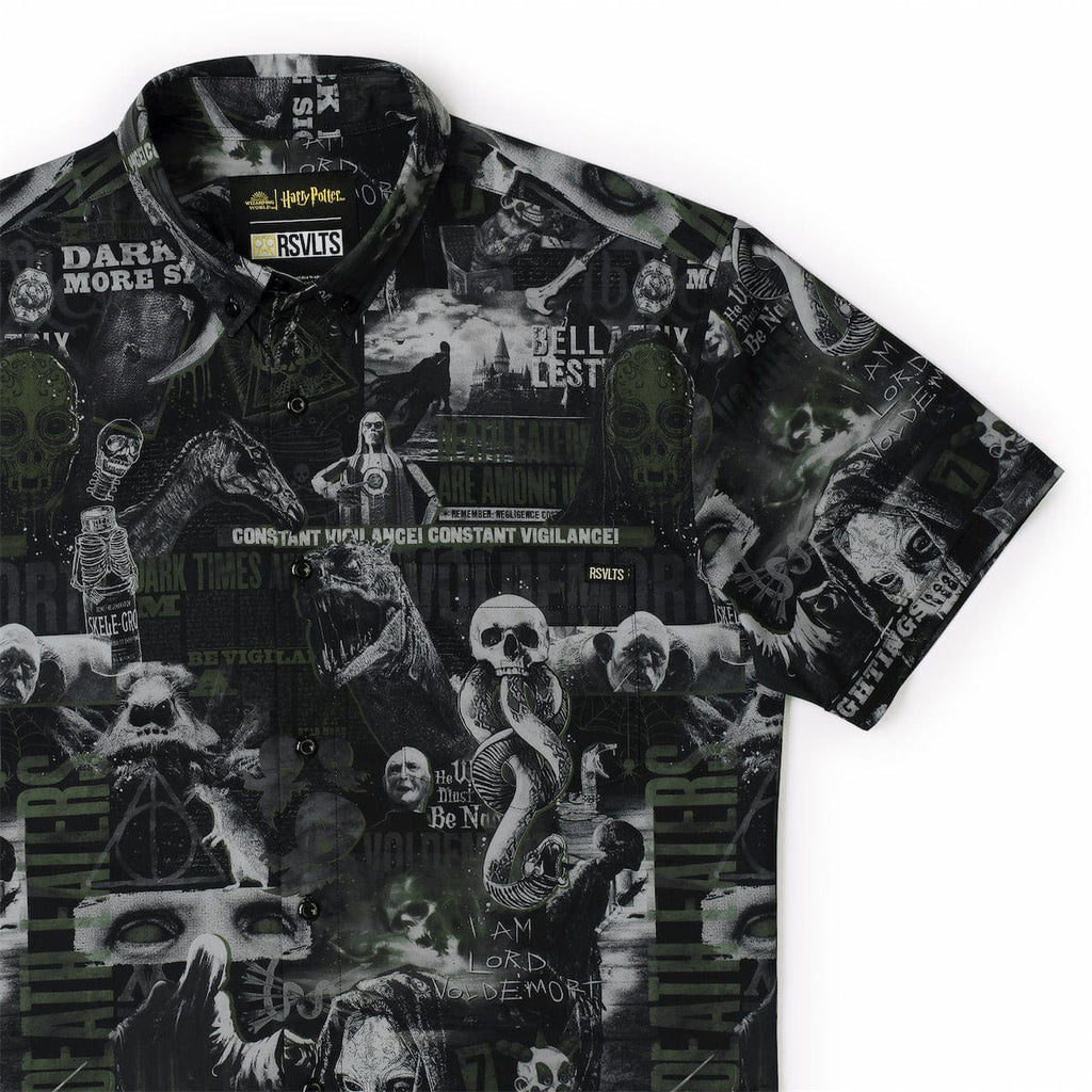 RSVLTS Dark Times Lie Ahead KUNUFLEX Short Sleeve Shirt in Black — front view