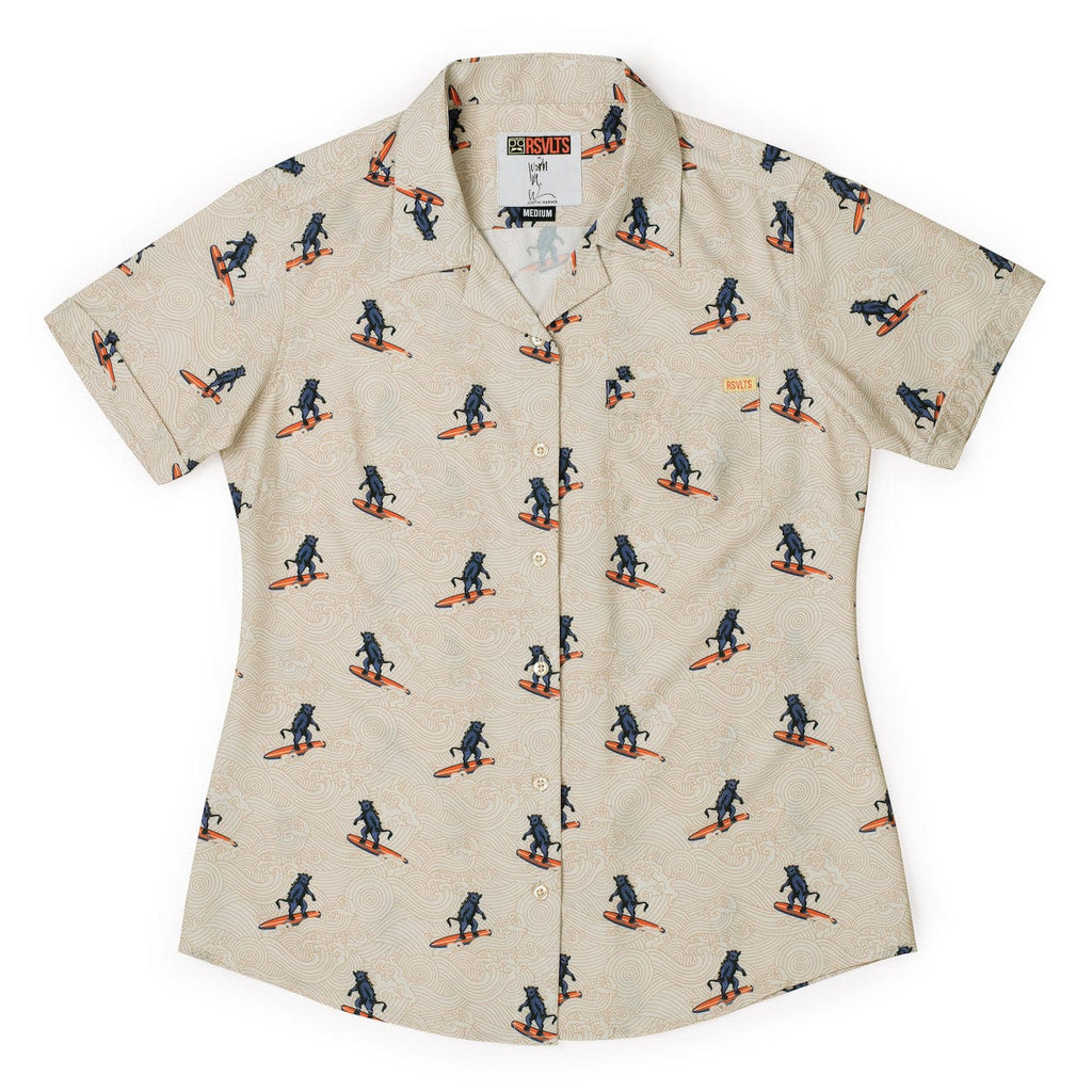 RSVLTS Surf ‘n’ Turf Women's KUNUFLEX Short Sleeve Shirt in Yellow — detail 2