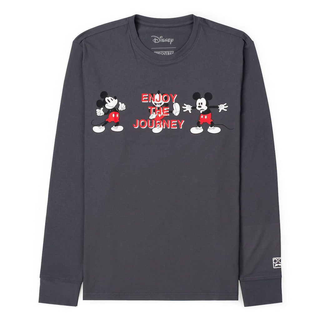 RSVLTS Enjoy the Journey Long Sleeve Performance Tee in Gray — front view