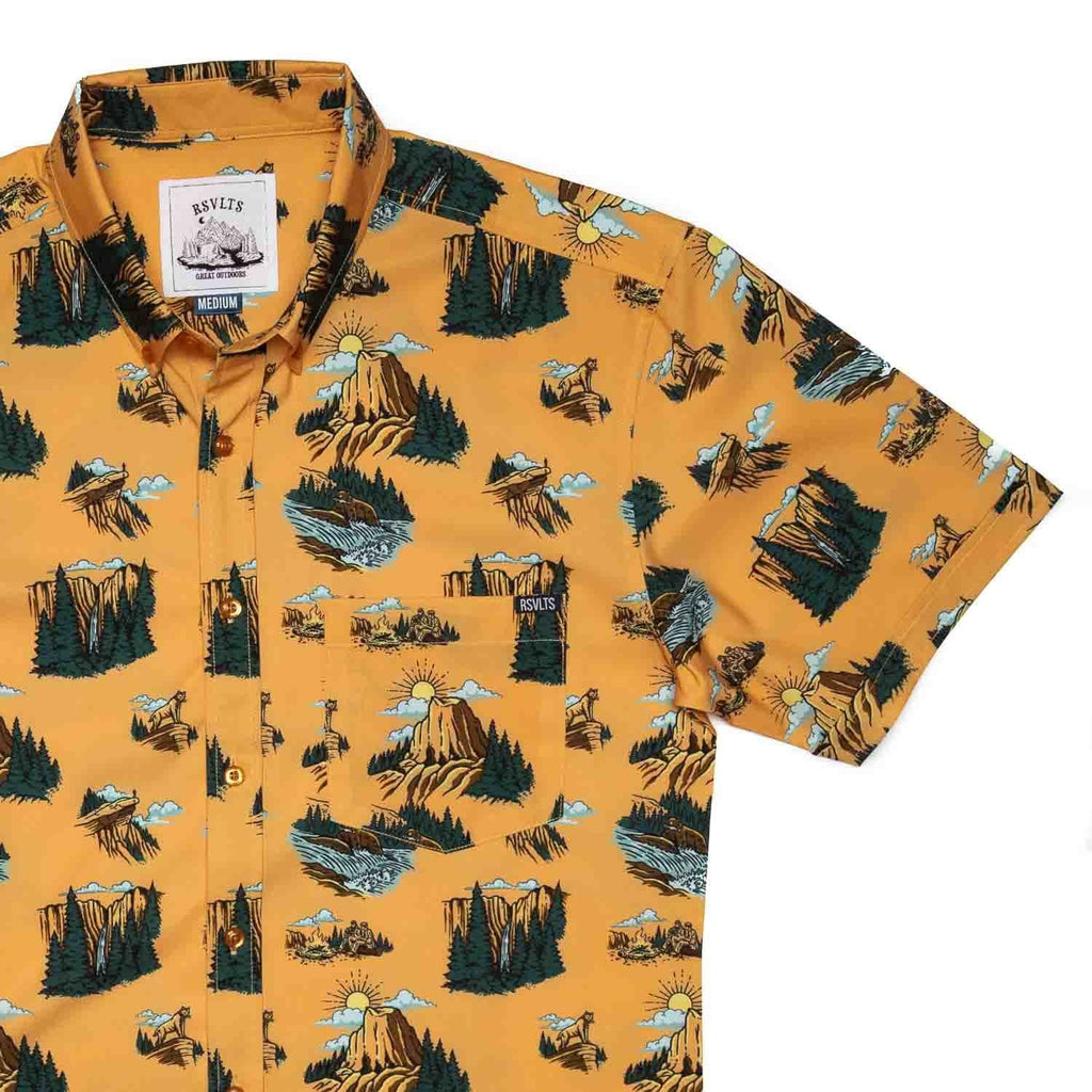 RSVLTS Yosemite KUNUFLEX Short Sleeve Shirt in Yellow — front view