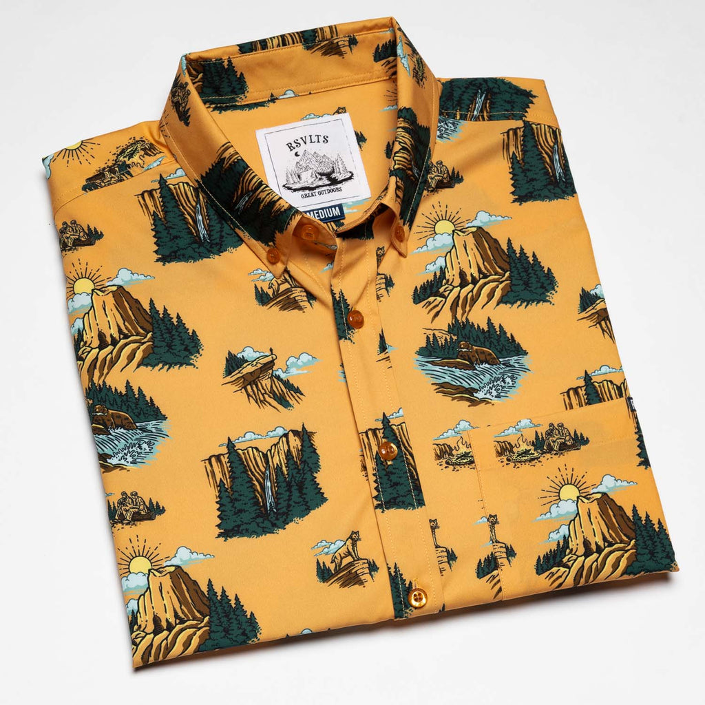 RSVLTS Yosemite KUNUFLEX Short Sleeve Shirt in Yellow — detail 7