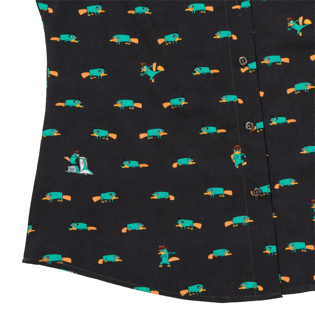 RSVLTS Semi-Aquatic Egg-Laying Mammal of Action Women's KUNUFLEX Short Sleeve Shirt in Black — detail 9