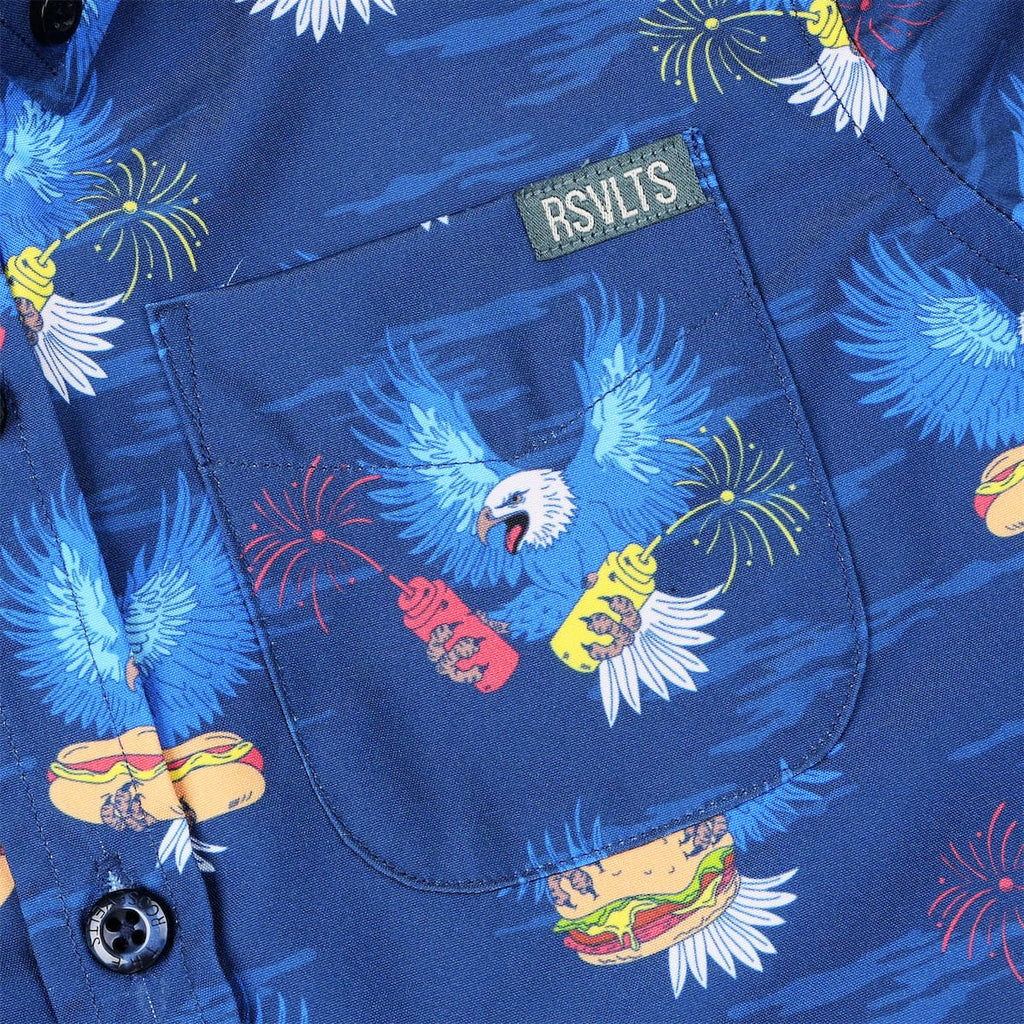 RSVLTS BBQ Wings Preschool KUNUFLEX Short Sleeve Shirt in Blue — detail 2
