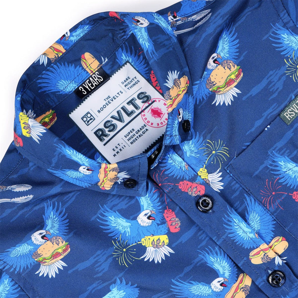 RSVLTS BBQ Wings Preschool KUNUFLEX Short Sleeve Shirt in Blue — detail 3