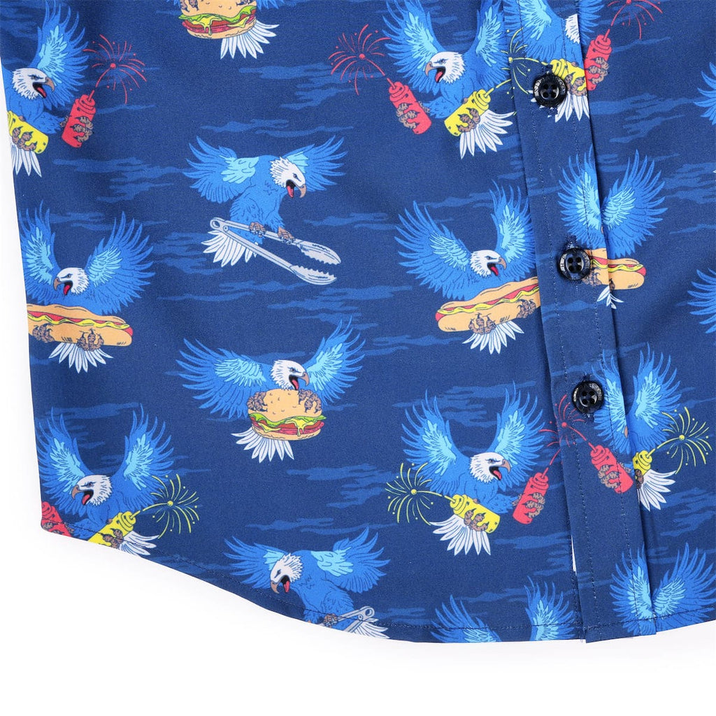 RSVLTS BBQ Wings Preschool KUNUFLEX Short Sleeve Shirt in Blue — detail 4