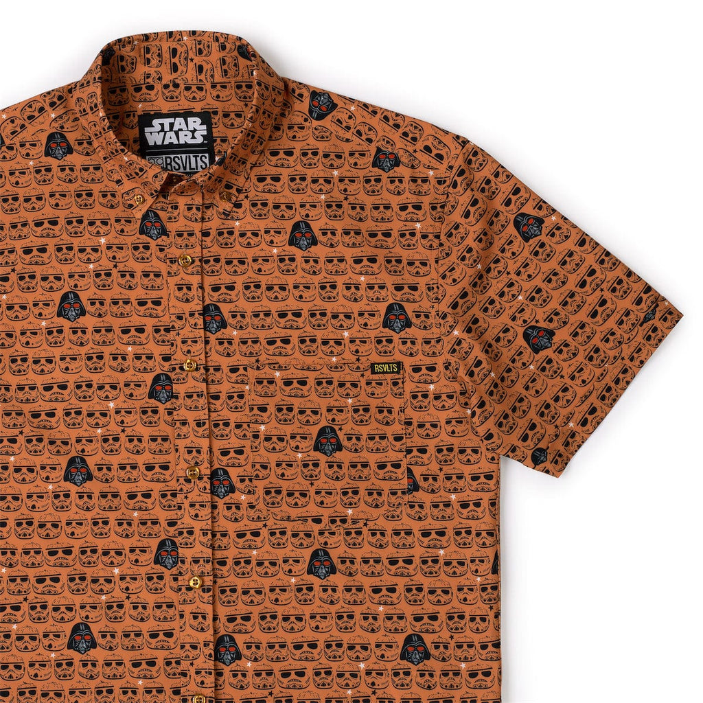 RSVLTS Carved Wars KUNUFLEX Short Sleeve Shirt in Orange — front view