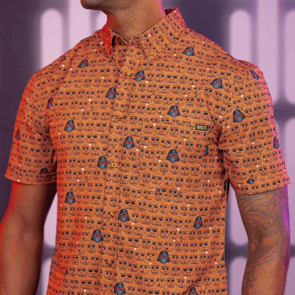 RSVLTS Carved Wars KUNUFLEX Short Sleeve Shirt in Orange — detail 4
