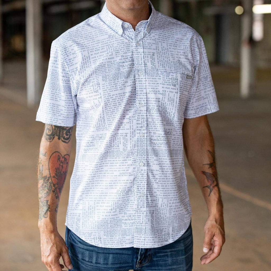 RSVLTS All Work No Play KUNUFLEX Short Sleeve Shirt in White — detail 5