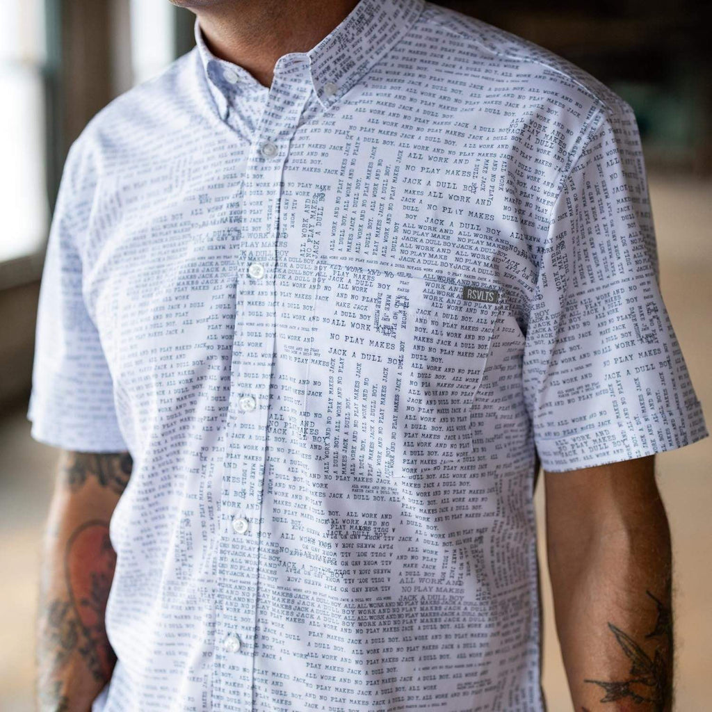 RSVLTS All Work No Play KUNUFLEX Short Sleeve Shirt in White — detail 3