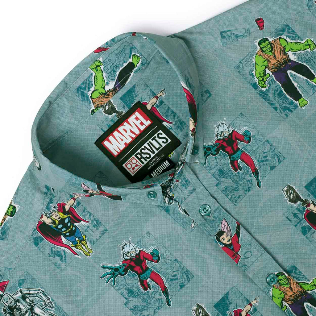 RSVLTS Origin Stories KUNUFLEX Short Sleeve Shirt in Green — detail 6
