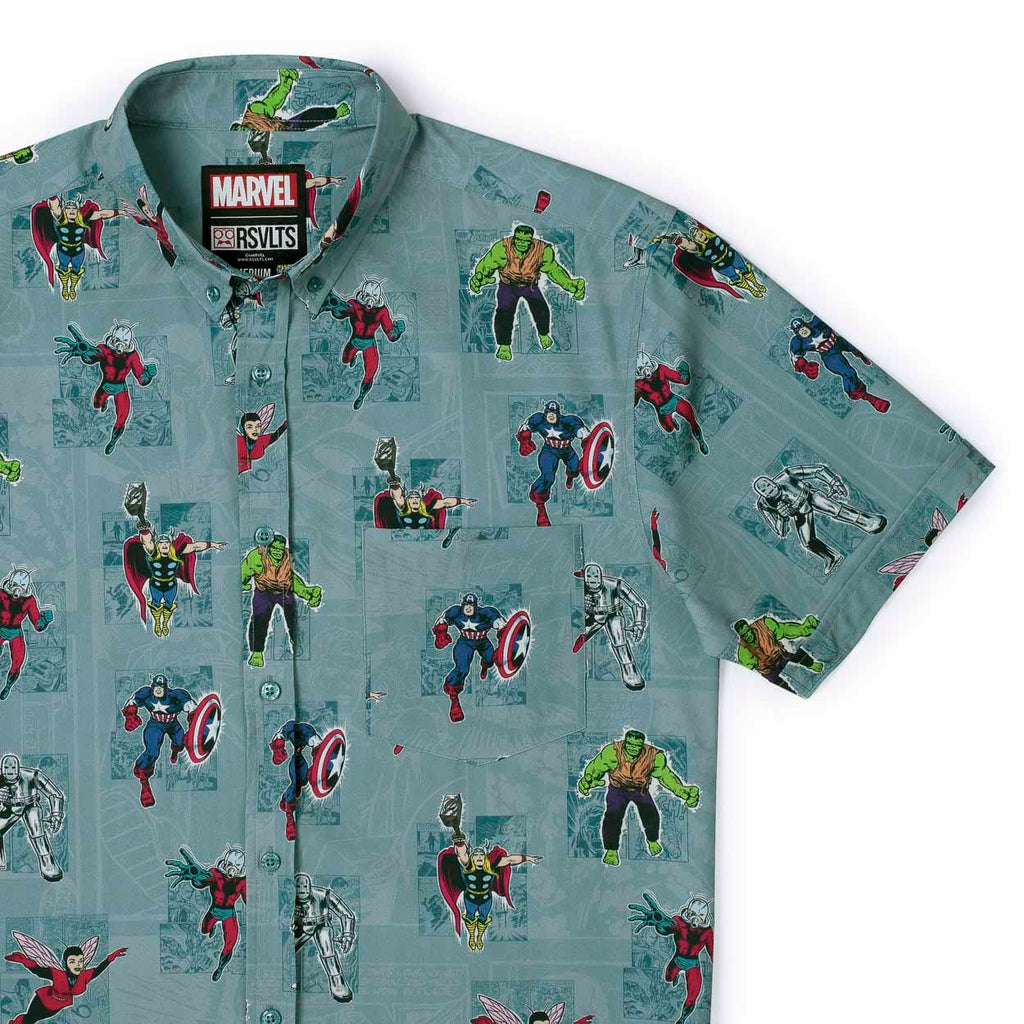 RSVLTS Origin Stories KUNUFLEX Short Sleeve Shirt in Green — detail 3