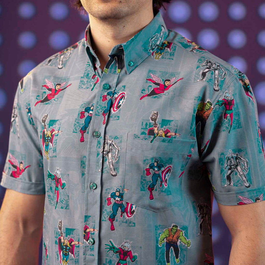 RSVLTS Origin Stories KUNUFLEX Short Sleeve Shirt in Green — front view