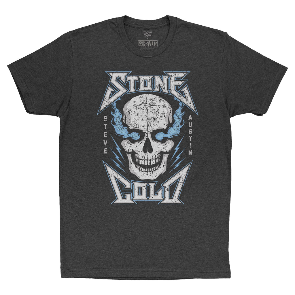 RSVLTS Blue Skull Crewneck Tee in Black — front view