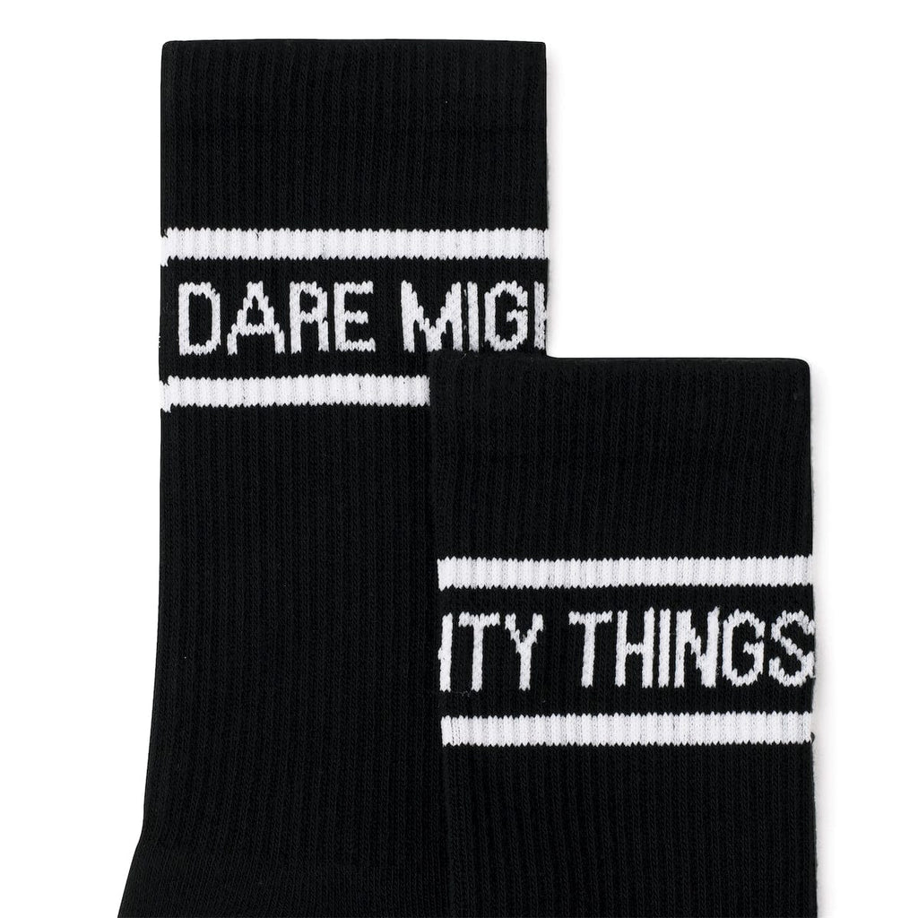 RSVLTS Dare Mighty Things (Black) Crew Socks in Black — detail 2