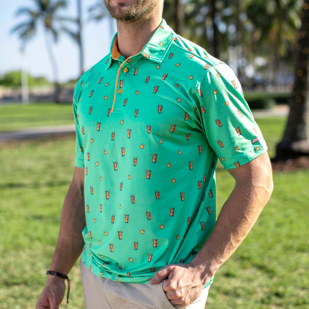 RSVLTS Palms Away All-Day Polo in Green — front view
